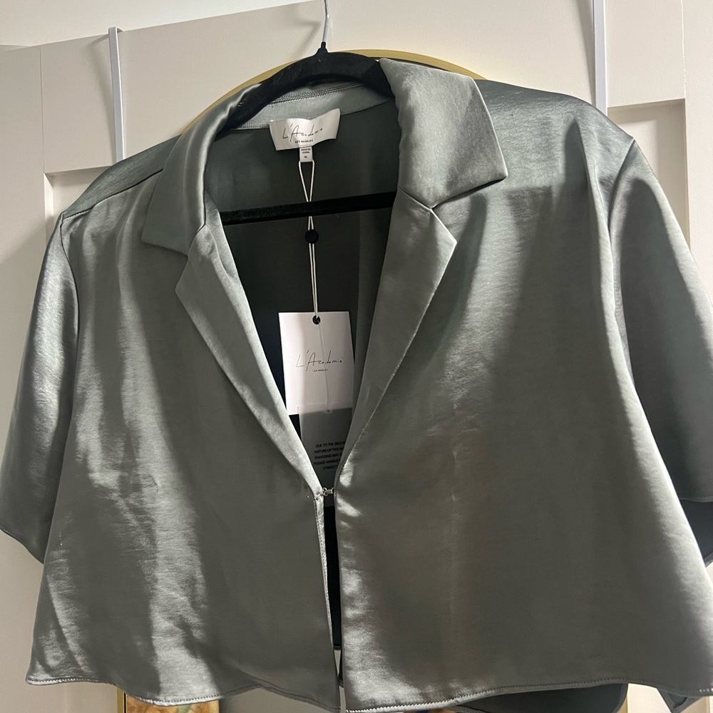 L'Academie Gray Satin Crop Top NEVER WORN
